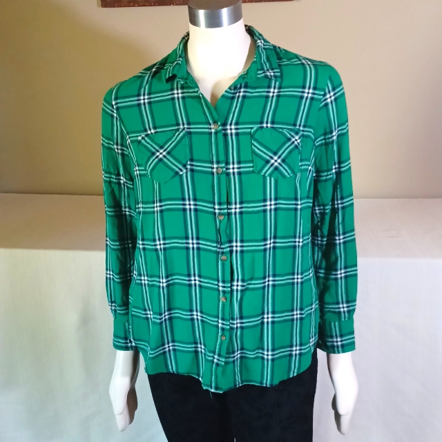 3 For $15 - Sz M/L Merona Lightweight Rayon Plaid Shirt
